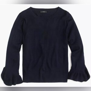 J.Crew Merino wool crewneck w/ ruffle sleeve-H7721